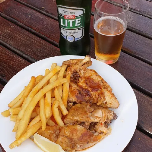 Umhlanga Ski-Boat Club News page - Half Chicken and Chips with Castle Lite